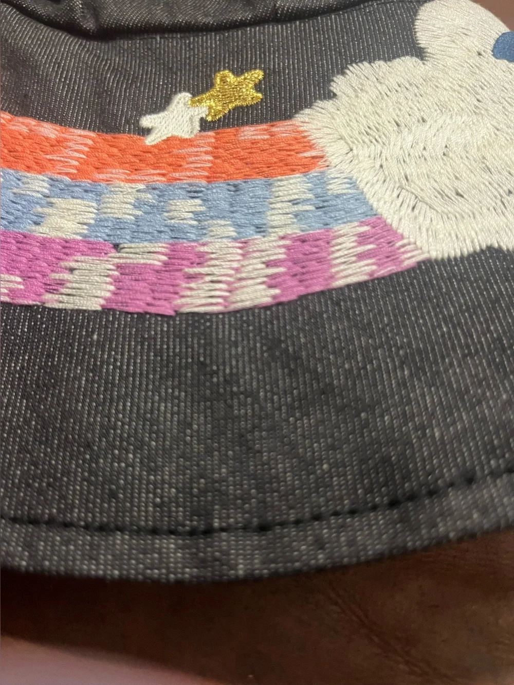ChaneI Black Night Flight Embroidered Wide Brim Hat Rare HTF